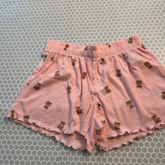 NWT Old Navy Pink Ribbed Teddy Bear Pajama w Shorts Set. Size L (10-12) - Picture 3 of 6